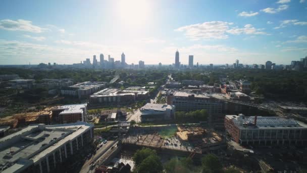 Atlanta Aerial V348 Voando Baixo Torno Local Construção Old Fourth — Vídeo de Stock