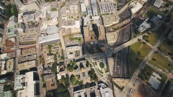 Atlanta Aerial V364 Vertical View Flying Capital Gateway Area Sunny — стоковое видео