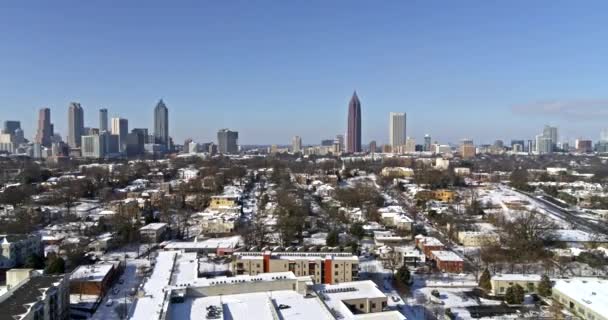 Atlanta Aerial V392 Vista Panorámica Nieve Del Paisaje Urbano Enero — Vídeos de Stock