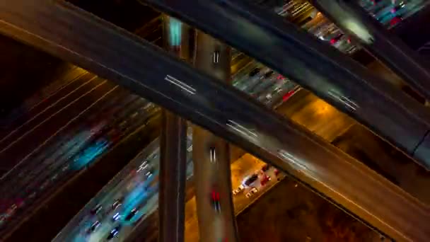 Atlanta Aerial V497 Vertical Night View Ascending Rotating Hyperlapse Interchange — Vídeo de Stock