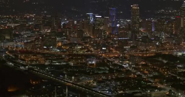 Atlanta Aerial V524 Regardant Côté Est Centre Ville Nuit Avec — Video