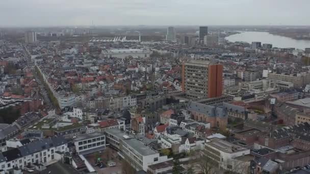 Antwerpen Belgien Flyg V15 Flyg Över Theaterbuurt Till Zuid Distriktet — Stockvideo