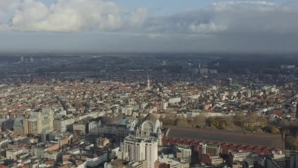 Antwerpia Belgia Aerial V18 Latanie Śródmieściu Pełnym Widokiem Miasto Listopad — Wideo stockowe