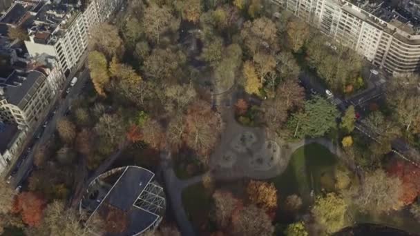 Antwerpen Belgien Flygfoto V26 Birdseye View Flying Stadspark Downtown Cityscape — Stockvideo