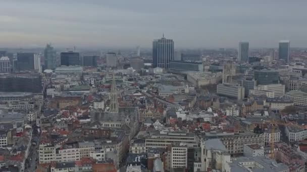 Brusel Belgie Aerial Flying Stalingrad District Downtown Cityscape City Center — Stock video
