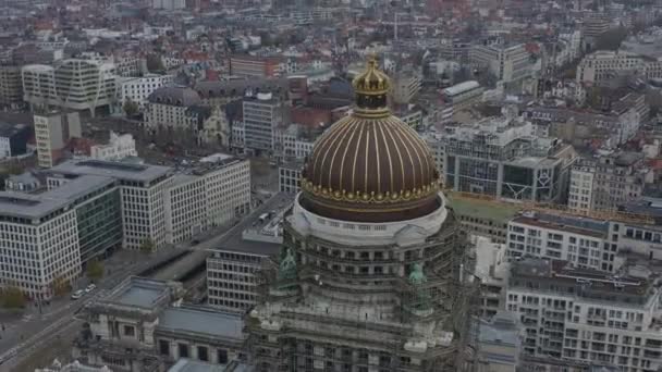 Brusel Belgie Aerial V12 Letící Pozpátku Palais Justice Prosinec 2019 — Stock video