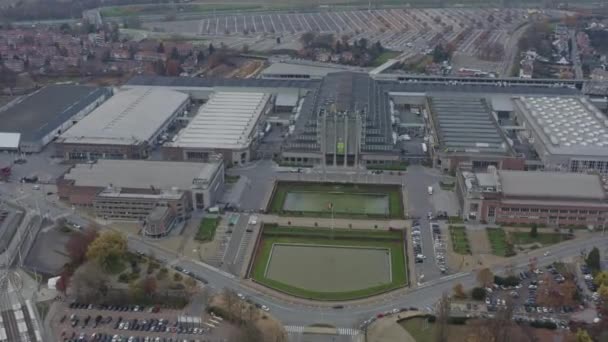 Brussels Belgium Aerial V20 Birdseye View Flying Expo Centre Laeken — стоковое видео