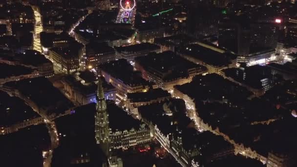 Brussels Belgium Aerial V32 Birdseye View Flight Grand Place Square — стокове відео