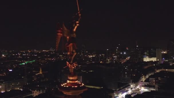 Bruxelles Belgique Aerial V34 Voler Près Autour Statue Saint Michel — Video