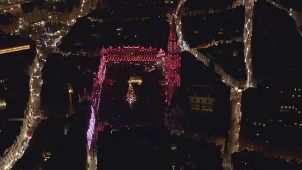 Bryssel Belgien Flygfoto V37 Birdseye View Flying Grand Place Square — Stockvideo