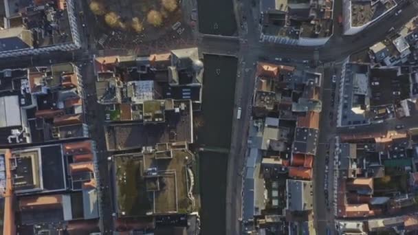 Gent Belgien Antenne Vertikale Ansicht Die Über Das Einkaufsviertel Kanal — Stockvideo