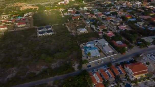 Bonaire Caribbean Netherlands Aerial Birdseye Hyperlapse Beach Front Landscape Houses — Stock video