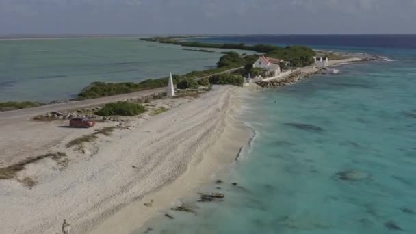 Bonaire Caribbean Netherlands Aerial V19 Flytta Bakåt Från Old Slave — Stockvideo