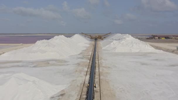 Bonaire Caribbean Netherlands Aerial V18 Flytta Bakåt Genom Cargill Salt — Stockvideo