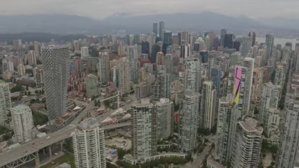 Vancouver Canada Luchtfoto Panoramisch Uitzicht Stad Baai Augustus 2019 — Stockvideo