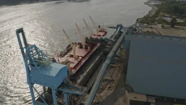 Vancouver Kanada Antena V27 Panning Birdseye Obracający Się Nadmorski Terminal — Wideo stockowe