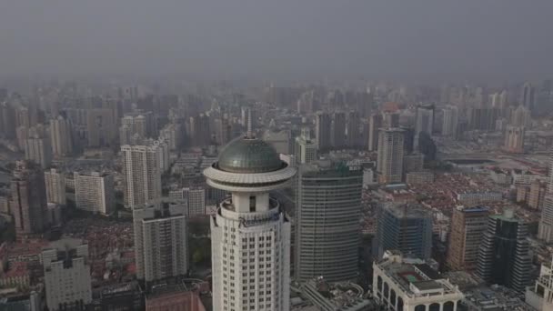 Shanghai China Aerial V66 Panning Birdseye City Scape Obracające Się — Wideo stockowe