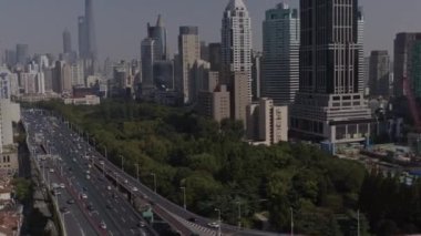 Shanghai China Aerial v100 Kuzey Güney Yükseltilmiş Yol çevresi - Ekim 2018