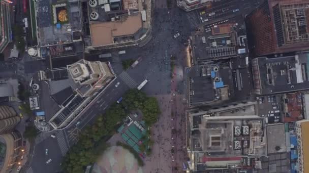 Shanghai China Aerial V114 Vertical Cityscape Detail Iconic Nanjing Pedestrian — Stock Video