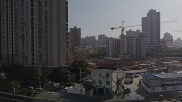 Shanghai China Air V121 Vantagem Baixa Alta Paisagem Urbana Sobrevoando — Vídeo de Stock