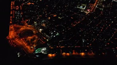 Havana Küba v22 Birdseye, Eski Havana 'nın yavaş hareket görüntüsü gece - Nisan 2018
