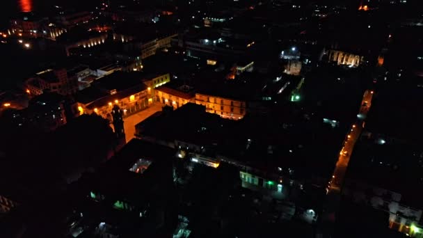 Habana Cuba V19 Vista Nocturna Baja Nocturna Pájaro Con Luz — Vídeos de Stock