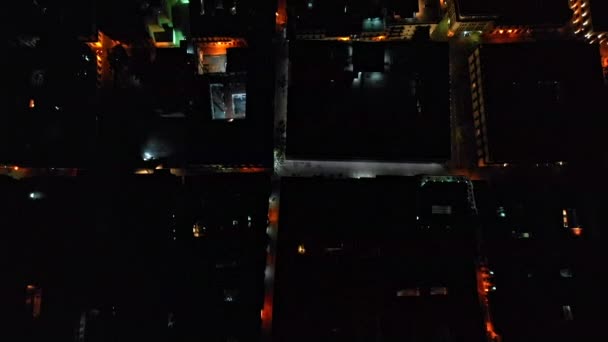 Havanna Kuba V20 Vertikale Nachtsicht Dunkel Beleuchtet Von Der Altstadt — Stockvideo