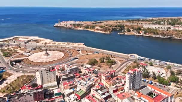 Havana Küba V31 Birdseye Liman Bölgesi Avenue Kanal Detayları Nisan — Stok video