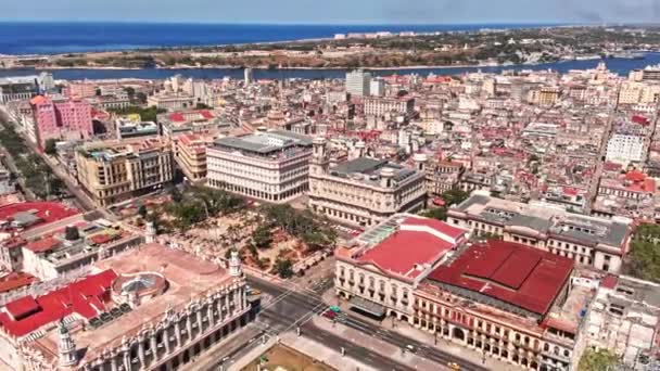 Havana Cuba V30 Vista Panorâmica Área Capitólio Com Detalhes Central — Vídeo de Stock