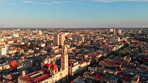 Havana Kuba V55 Pohled Ptačí Perspektivy Město Kostelem Popředí Duben — Stock video