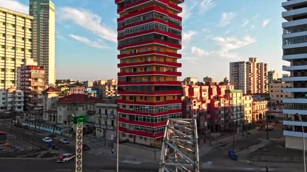 Havana Cuba V58 Gedetailleerd Vogelzicht Rondom Waterkant Vliegend Straat April — Stockvideo