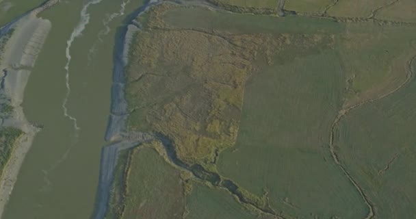 Mont Saint Michel France Havacılık Dikey Çevre Alanı Nehir Tarımı — Stok video