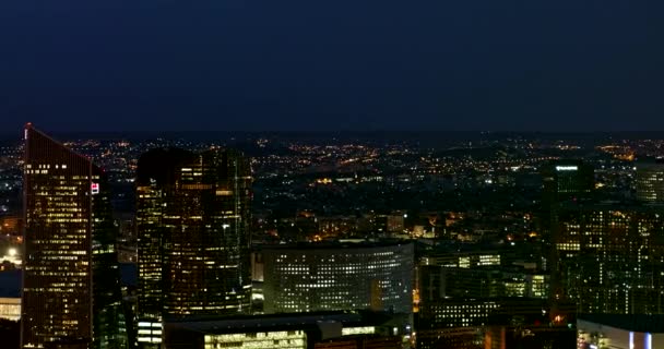 Parigi Francia Aerial Panorama Notturno Del Paesaggio Urbano Guardando Oltre — Video Stock