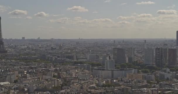 Paris France Aerial V14 Левого Берега Правого Видом Эйфелеву Башню — стоковое видео