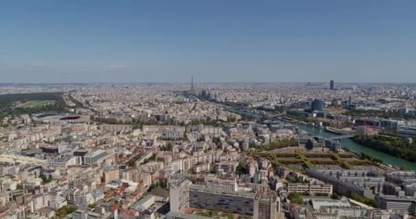Paris France Aerial V21 Flying Boulogne Billancourt Republique Point Jour — Stock video