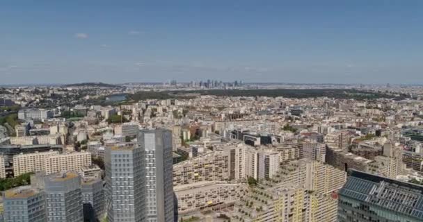 Paris France Aerial V25 Panoramic Cityscape View Billancourt Rives Seine — Stock video