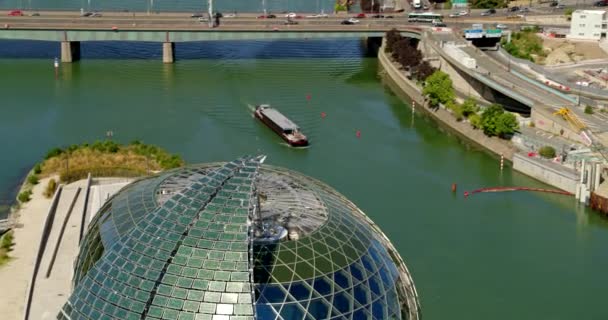 Paris France Aerial V31 Circuit Autour Seine Musicale Panoramique Vers — Video