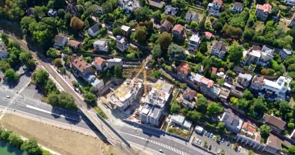 Παρίσι Γαλλία Aerial V32 Κοιτάζοντας Κάτω Στην Κατασκευή Της Γειτονιάς — Αρχείο Βίντεο
