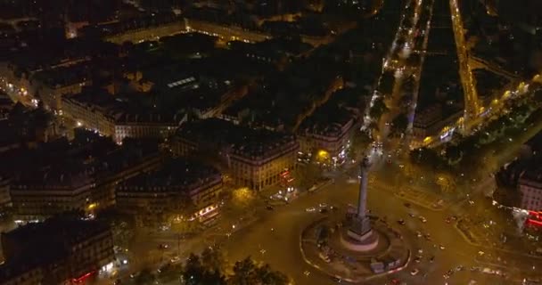 Paris Frankrike Flygfoto V44 Birdseye Ovan Place Bastille Till Stadsbilden — Stockvideo