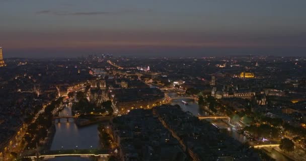 Paris France Aerial V40 Cityscape View Dusk Ile Cite Ile — Stok Video