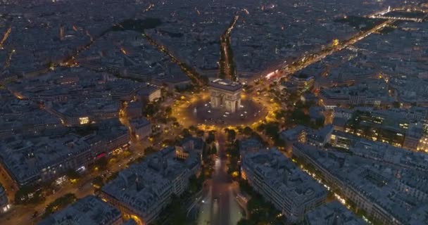 Paris France Aerial V58 Volando Sobre Plaza Charles Gaulle Mirando — Vídeos de Stock