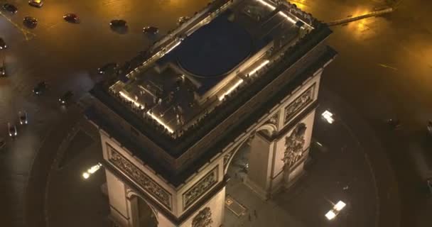 パリフランス航空V62 Arc TriompheとPlace Charles Gaulleの鳥の目の詳細ビューを閉じる 2018年8月 — ストック動画