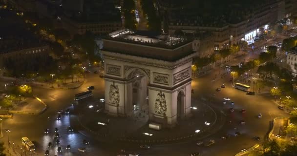 Paris France Aerial V66 Birdseye Close View Arc Triomphe Vertical — Stock video