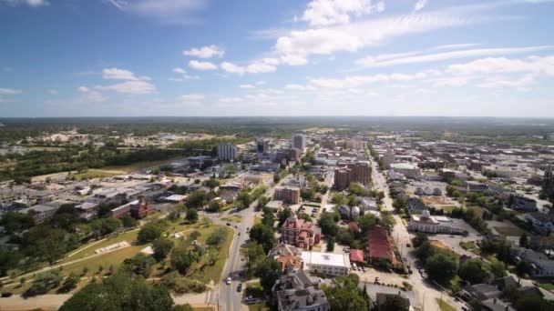 Macon Georgia Luchtfoto Vliegen Laag Mercer University School Law Panning — Stockvideo