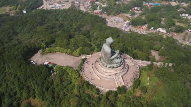 Tian Tan Buddha Nın Etrafında Uçan Hong Kong Hava Aracı — Stok video