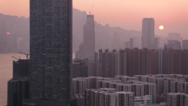 Hong Kong Aerial V22 Voando Sobre Kowloon Bay Com Vista — Vídeo de Stock