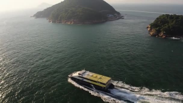 Hong Kong Aerial V45 Tiefflug Kleine Fähre Nach Macau Bei — Stockvideo