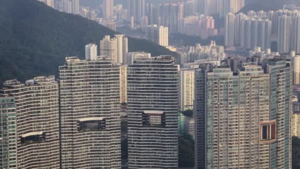 Hong Kong Aerial V49 Пролет Над Телеграфным Заливом Видом Многоэтажные — стоковое видео