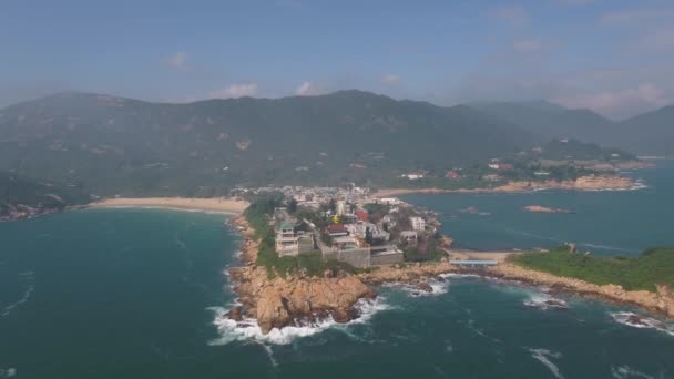 Hong Kong Aerial V58 Flying Low Shek Village Area Únor — Stock video