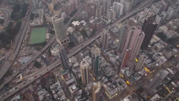 Hong Kong Aerial V63 Birdseye View Survolant Région Les Autoroutes — Video